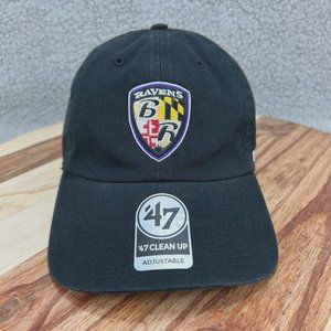 '47 Brand NFL Baltimore Ravens Shield Log Clean Up Adjustable Black Hat Cap